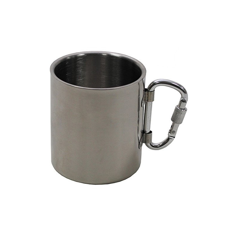 Fox Outdoor Tasse, Edelstahl, Karabiner, doppelwandig, 300 ml, Griff klappbar Fox Outdoor Tasse, Edelstahl, Karabiner, doppelwandig, 300 ml, Griff klappbar