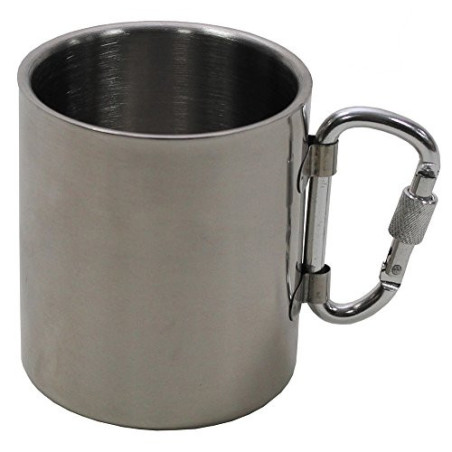 Fox Outdoor Tasse, Edelstahl, Karabiner, doppelwandig, 300 ml, Griff klappbar