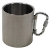 Fox Outdoor Tasse, Edelstahl, Karabiner, doppelwandig, 300 ml, Griff klappbar