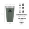 Stanley Adventure Stacking Bierkrug 473 ml - Edelstahl Thermobecher Hält 4 Stunden Kalt - BPA-Frei - Stapelbare Doppelwandige