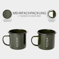 ZOTEKK | 2 Retro Camping Mug | Schlagfester Kaffeebecher mit spülmaschinenfester Emaille-Oberfläche | Leicht & Tragbar | 450m