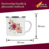 Crealuxe Emaille Tasse Vintage Nostalgie Floral 5" - Kaffeetasse mit Motiv, Campingtasse, bedruckte Emailletasse mit Wunschte