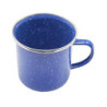 Outdoor Saxx® 1x Emaille-Tasse, Camping-Becher, unzerbrechlich, klassisches blau mit Punkten, 300ml