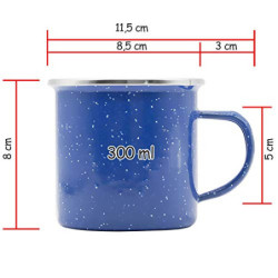 Outdoor Saxx® 1x Emaille-Tasse, Camping-Becher, unzerbrechlich, klassisches blau mit Punkten, 300ml