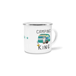 Tassendruck Emaille Tasse Camping lustig - Geschenk zum Camping/Tasse für coole Camper/Geschenk-Idee Campingfreunde - Camping