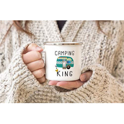 Tassendruck Emaille Tasse Camping lustig - Geschenk zum Camping/Tasse für coole Camper/Geschenk-Idee Campingfreunde - Camping