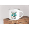 Tassendruck Emaille Tasse Camping lustig - Geschenk zum Camping/Tasse für coole Camper/Geschenk-Idee Campingfreunde - Camping