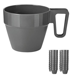 Grizzly Mehrweg Kaffeetassen Set I 20er Set Wiederverwendbares Anthrazit Kunststoffbecher I Stapelbare Campingtassen I Spülma