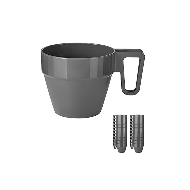 Grizzly Mehrweg Kaffeetassen Set I 20er Set Wiederverwendbares Anthrazit Kunststoffbecher I Stapelbare Campingtassen I Spülma Grizzly Mehrweg Kaffeetassen Set I 20er Set Wiederverwendbares Anthrazit Kunststoffbecher I Stapelbare Campingtassen I Spülma