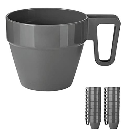 Grizzly Mehrweg Kaffeetassen Set I 20er Set Wiederverwendbares Anthrazit Kunststoffbecher I Stapelbare Campingtassen I Spülma