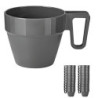 Grizzly Mehrweg Kaffeetassen Set I 20er Set Wiederverwendbares Anthrazit Kunststoffbecher I Stapelbare Campingtassen I Spülma