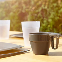Grizzly Mehrweg Kaffeetassen Set I 20er Set Wiederverwendbares Anthrazit Kunststoffbecher I Stapelbare Campingtassen I Spülma