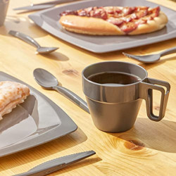 Grizzly Mehrweg Kaffeetassen Set I 20er Set Wiederverwendbares Anthrazit Kunststoffbecher I Stapelbare Campingtassen I Spülma