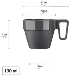 Grizzly Mehrweg Kaffeetassen Set I 20er Set Wiederverwendbares Anthrazit Kunststoffbecher I Stapelbare Campingtassen I Spülma
