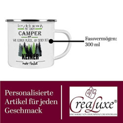 Crealuxe Emaille Tasse Leg dich niemals mit einem Camper an - wir kennen Plätze ... - Kaffeetasse mit Motiv, Campingtasse, be
