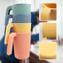 Zfseyuh 4 Stück Unbreakable Trinkbecher mit Henkel,Plastikbecher Mehrweg Camping Tasse Set Kinderbecher Kunststoffbecher Kind