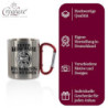 Edelstahltasse mit Carabiner - Ich mache keine Pause Das Werkzeug muss sich erholen Blechtasse, Campingtasse, Kaffeetasse mit