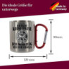 Edelstahltasse mit Carabiner - Ich mache keine Pause Das Werkzeug muss sich erholen Blechtasse, Campingtasse, Kaffeetasse mit