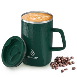 Ideus® Kaffeebecher 470 ml  16 oz , doppelwandige vakuumisolierte Kaffee- und Teetasse aus Edelstahl mit rutschfestem Griff u