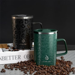 Ideus® Kaffeebecher 470 ml  16 oz , doppelwandige vakuumisolierte Kaffee- und Teetasse aus Edelstahl mit rutschfestem Griff u
