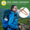 Yoassi Camping Becher Edelstahl, 2er Set Thermotasse mit Karabiner, doppelwandige Isolierbecher, Kaffeebecher Kaffeetasse Tri