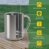 Yoassi Camping Becher Edelstahl, 2er Set Thermotasse mit Karabiner, doppelwandige Isolierbecher, Kaffeebecher Kaffeetasse Tri