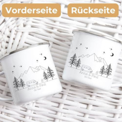 Little Mathilda Emaille Tasse Camping "Camping Van"" personalisierte Kaffetasse mit Spruch und Namen Wohnwagen Wohnmobilbesit