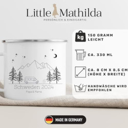 Little Mathilda Emaille Tasse Camping "Camping Van"" personalisierte Kaffetasse mit Spruch und Namen Wohnwagen Wohnmobilbesit