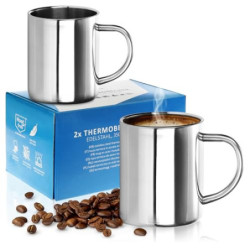 Robin Goods® 2X Edelstahl-Thermobecher Set - 350 ml je Kaffeetasse - Thermo-Trinkbecher aus hochwertigem Edelstahl - Kaffeepo