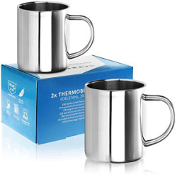 Robin Goods® 2X Edelstahl-Thermobecher Set - 350 ml je Kaffeetasse - Thermo-Trinkbecher aus hochwertigem Edelstahl - Kaffeepo