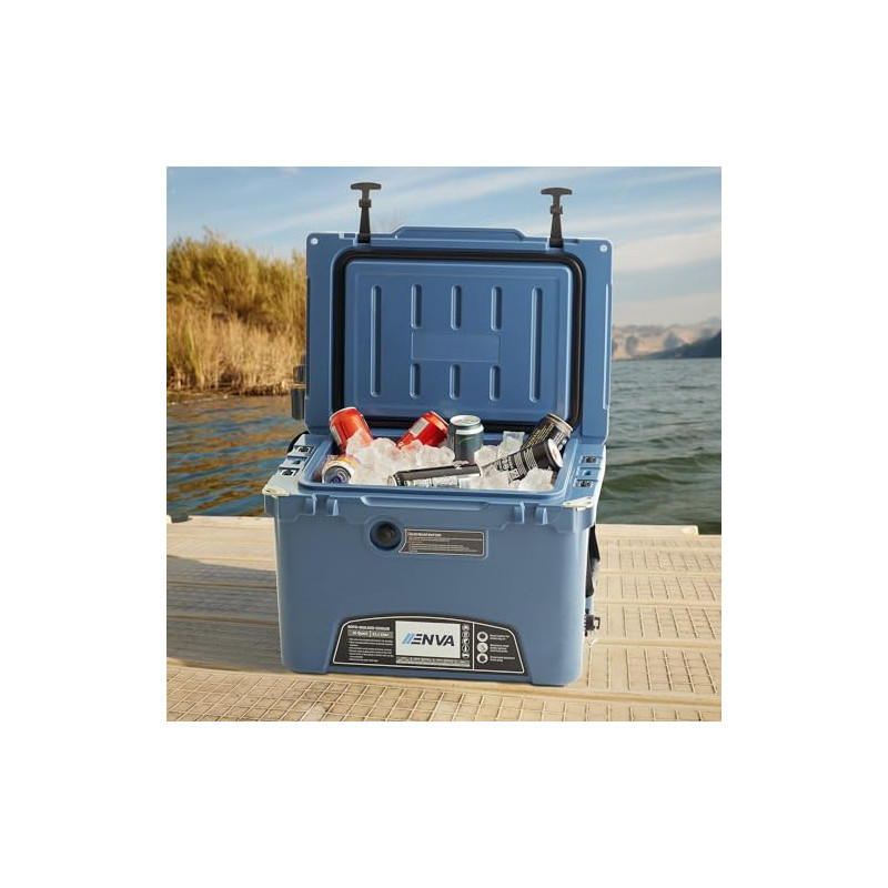 ENVA Robuste Kühlbox passiv 33,1 l, Eisschmelzzeit bis zu 120 Std, Isolierbox auslaufsicher kühle Getränke und frische Lebens