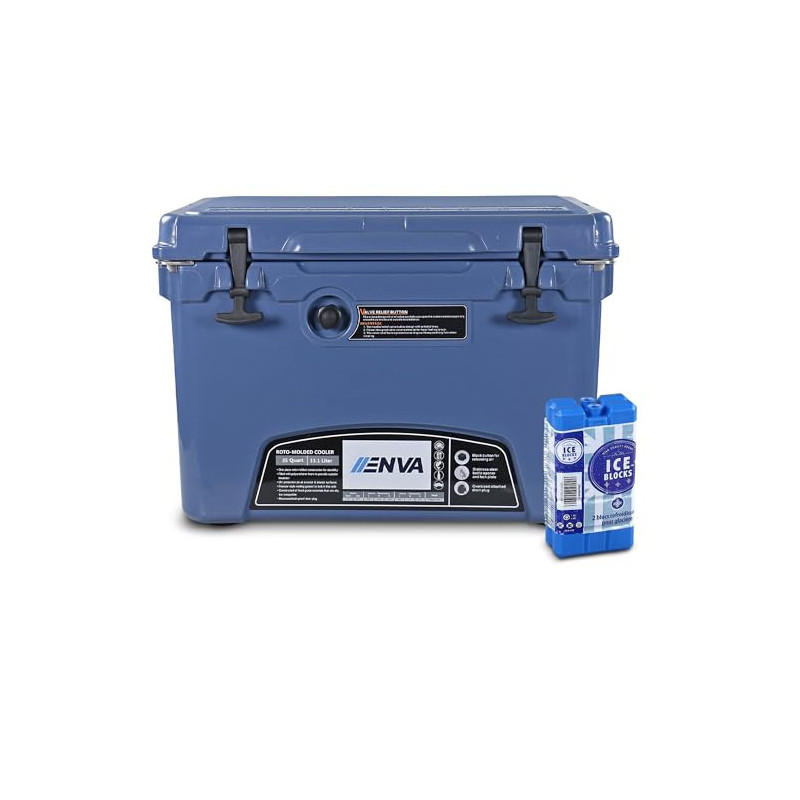 ENVA Kühlbox passiv 33,1 L + 2X Kühlelement 200ml auslaufsichere Isolierbox robuster Ice Bucket + Kühlakku Set Eisschmelzzeit