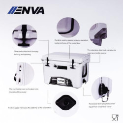 ENVA Kühlbox passiv 33,1 L + 2X Kühlelement 200ml auslaufsichere Isolierbox robuster Ice Bucket + Kühlakku Set Eisschmelzzeit