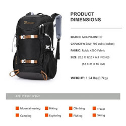 MOUNTAINTOP 28L Wanderrucksack Herren Damen Trekkingrucksack Reiserucksack Outdoor Rucksack Trekking Rucksäcke Camping Rucksä
