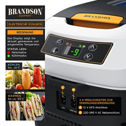 Brandson - Kühlbox elektrisch 10L – 230 V Netzspannung und 12 V KFZ Auto Bordspannung – kühlt und wärmt – Heizen max. 65°C – 