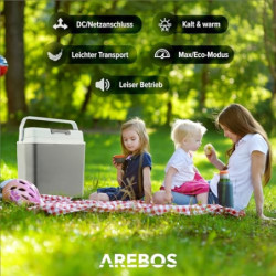 Arebos 20 Liter Kühlbox | zum Kühlen und Warmhalten | Mini Kühlschrank | Thermo-elektrische Kühlbox | mit ECO Modus | 12/230 