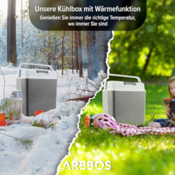 Arebos 20 Liter Kühlbox | zum Kühlen und Warmhalten | Mini Kühlschrank | Thermo-elektrische Kühlbox | mit ECO Modus | 12/230 
