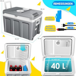 KESSER® Kühlbox 40L mit Rollen | zum Warmhalten und Kühlen | Thermo-Elektrische Kühlbox | Mini-Kühlschrank | 12 & 230V Thermo