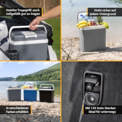 TZS First Austria elektrische Kühlbox 24 Liter | 12 Volt & 230 Volt Anschluss | mit 12-V-Stecker fürs Auto | für Camping, Fes