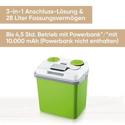SEVERIN Elektrische Kühlbox  25 L  mit Kühl- und Warmhaltefunktion, Auto Kühlbox mit 3 Anschlüssen  USB, Netzteil & Zigarette