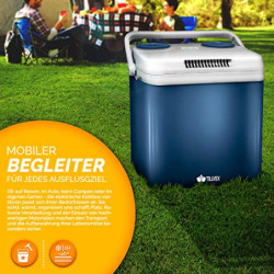 tillvex Kühlbox elektrisch 32L | Mini-Kühlschrank 230 V und 12 V für KFZ Auto Camping | kühlt & wärmt | ECO-Modus  Blau 