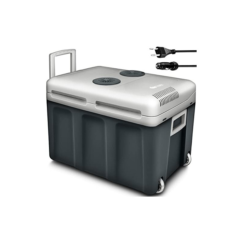 tillvex Kühlbox elektrisch 40L mit Rollen | Mini-Kühlschrank 230 V und 12 V für KFZ Auto Camping | kühlt & wärmt | ECO-Modus 