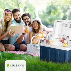 Juskys elektrische Kühlbox 40 Liter 12 V / 230 V für Auto, LKW, Reisemobil, Camping - Mini Kühlschrank kalt & warm - thermoel