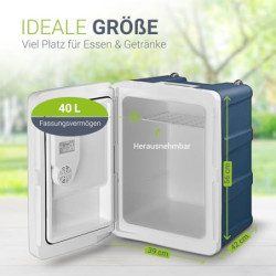 Juskys elektrische Kühlbox 40 Liter 12 V / 230 V für Auto, LKW, Reisemobil, Camping - Mini Kühlschrank kalt & warm - thermoel