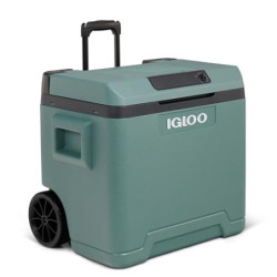 IGLOO elektrische Kühlbox IE42 mit Telekop-Griff und Rollen für Auto und Steckdose, 42 L, 12V und 230V, Grün