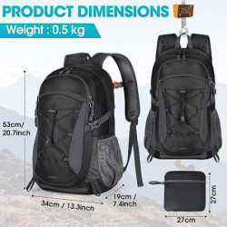 RAINSMORE Wanderrucksack Herren Damen 40L Wasserdichter Rucksack Leicht Groß Reiserucksack Trekkingrucksack mit Reflexstreife