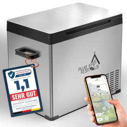 PLUG IN FESTIVALS elektrische Kühlbox - 2 Fächer Kompressor Kühlbox 12v 230v - bis -20 Grad & App-Steuerung - Gefrierbox Auto