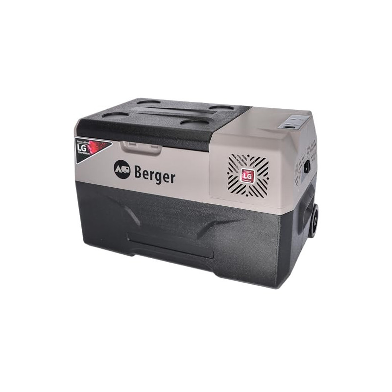 BERGER Kühlbox B30-T Kompressor Kühlbox 29 l │ 12V, 24V, 230V Stecker mit Rollen │ elektrische Kühlbox Auto Kühlbox Steckdose