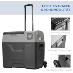 HOMCOM Kühlbox Auto 50L Autokühlschrank elektrisch mit Kompressor für Camping Reisen 12/24V DC und 110-240V AC Grau