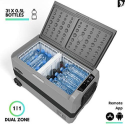 Yeticool TX50 Elektrische Kompressor-Kühlbox, Dual-Zone, App Steuerung per Bluetooth, 12/24 V und 230 V, für Auto, LKW, Boot